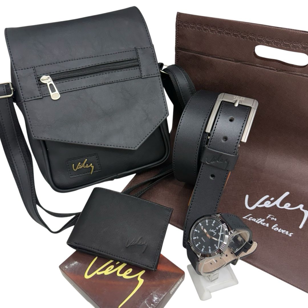 COMBO Vlz Caballero N.4 - MORRAL+BILLETERA+CINTURON+RELOG