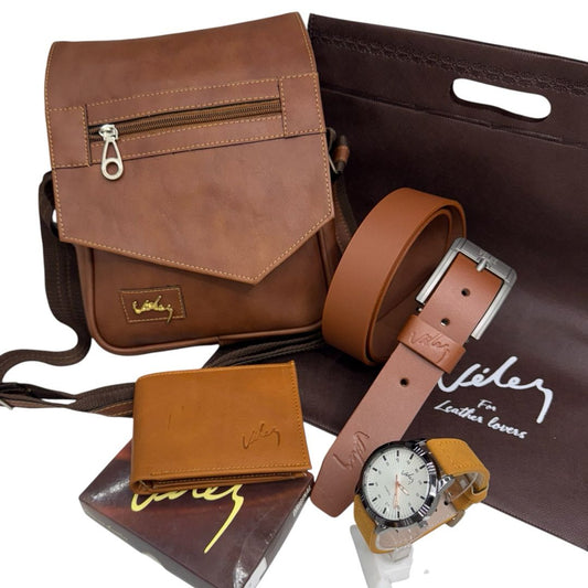 COMBO Vlz Caballero N.4 - MORRAL+BILLETERA+CINTURON+RELOG