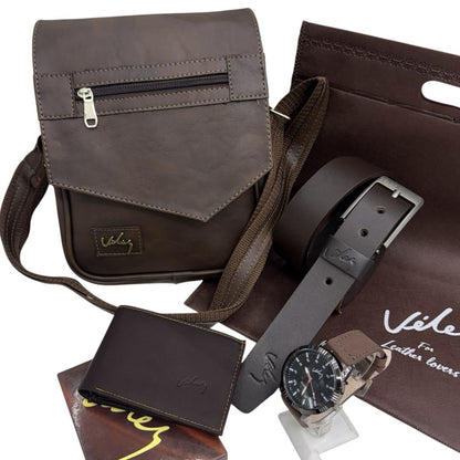COMBO Vlz Caballero N.4 - MORRAL+BILLETERA+CINTURON+RELOG